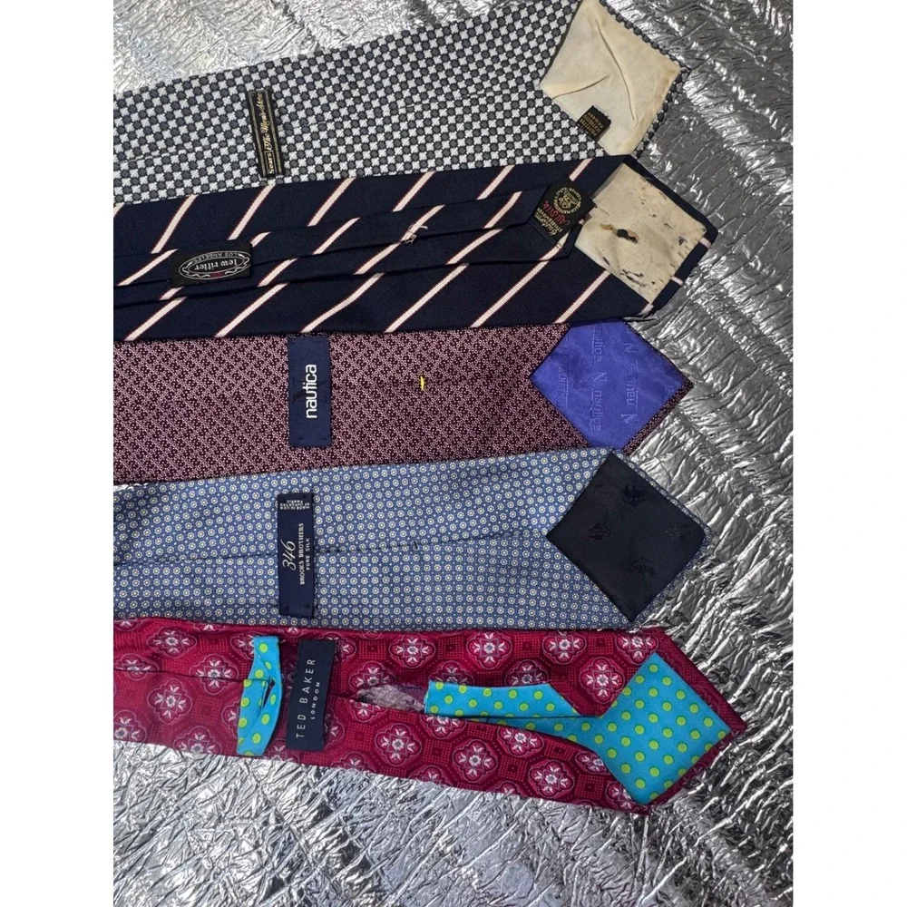 Lot of 5 Mens Neck Ties Ted Baker Brooks Brothers 346 Nautica Silk Designer